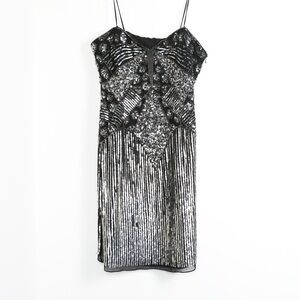Beaded sequinned strapless dress flapper party 1920s sparkly club event cocktail